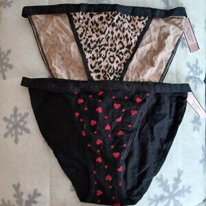 Victoria's Secret String Bikini set (Valentine's Day Hearts and Cheetah Print)